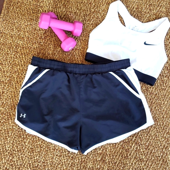 Under Armour Pants - Under Armour Women's Activewear Running Shorts Size Large Black White Workout